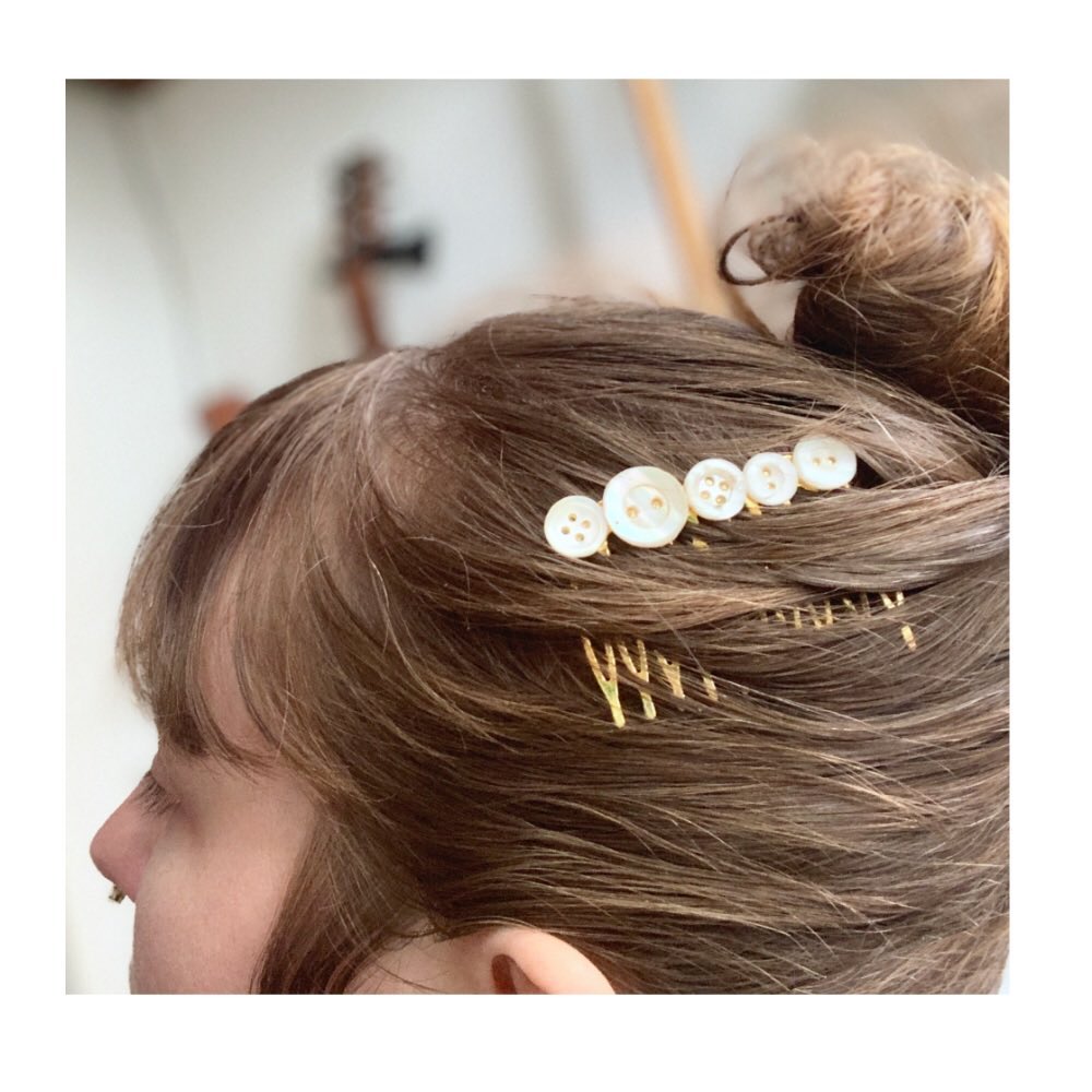 Button Hair Comb, Gold