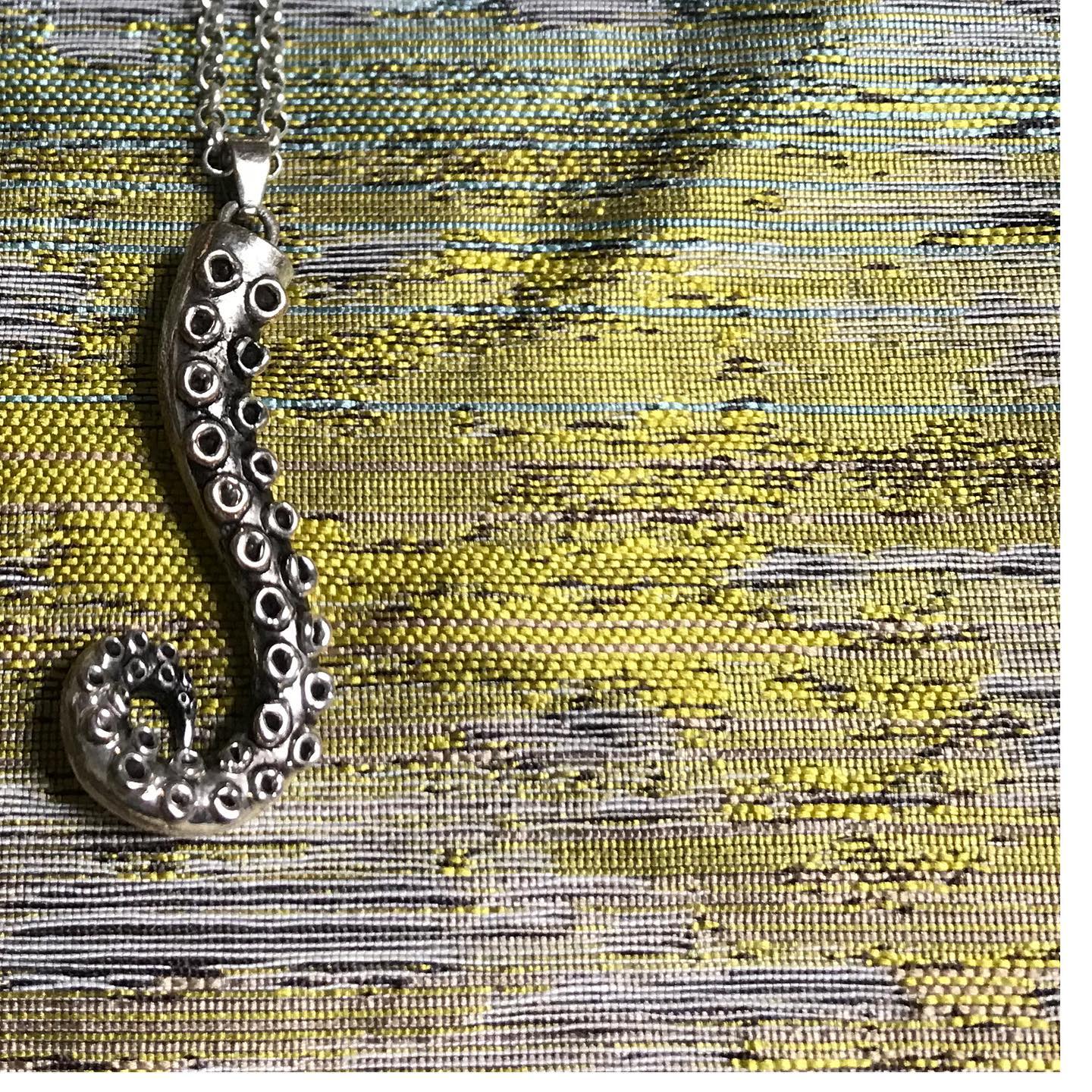 Cecaelia Tentacle Necklace. Silver Plated Tentacle Pendant. Silver Plated Chain. 20"