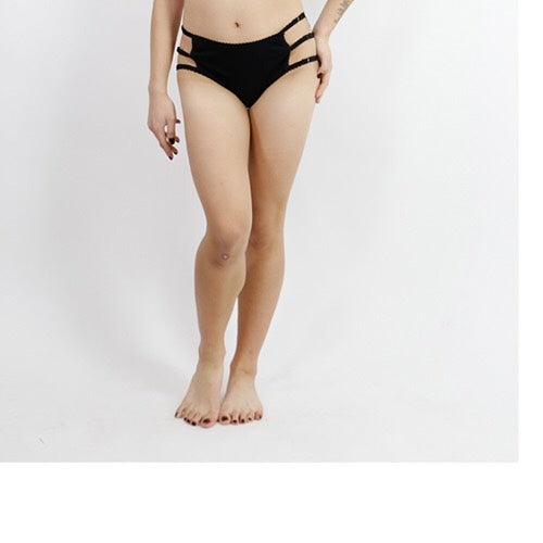 Cage Panties. Bamboo blend. Mid Rise. Black