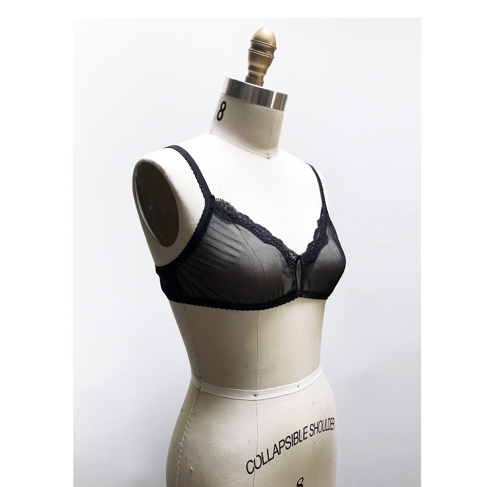Lola Bralette. Mesh Front, Bamboo Blend Back. Adjustable Straps. Black