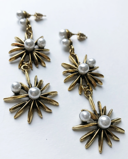 Drop Daisy Earrings Gold Plated