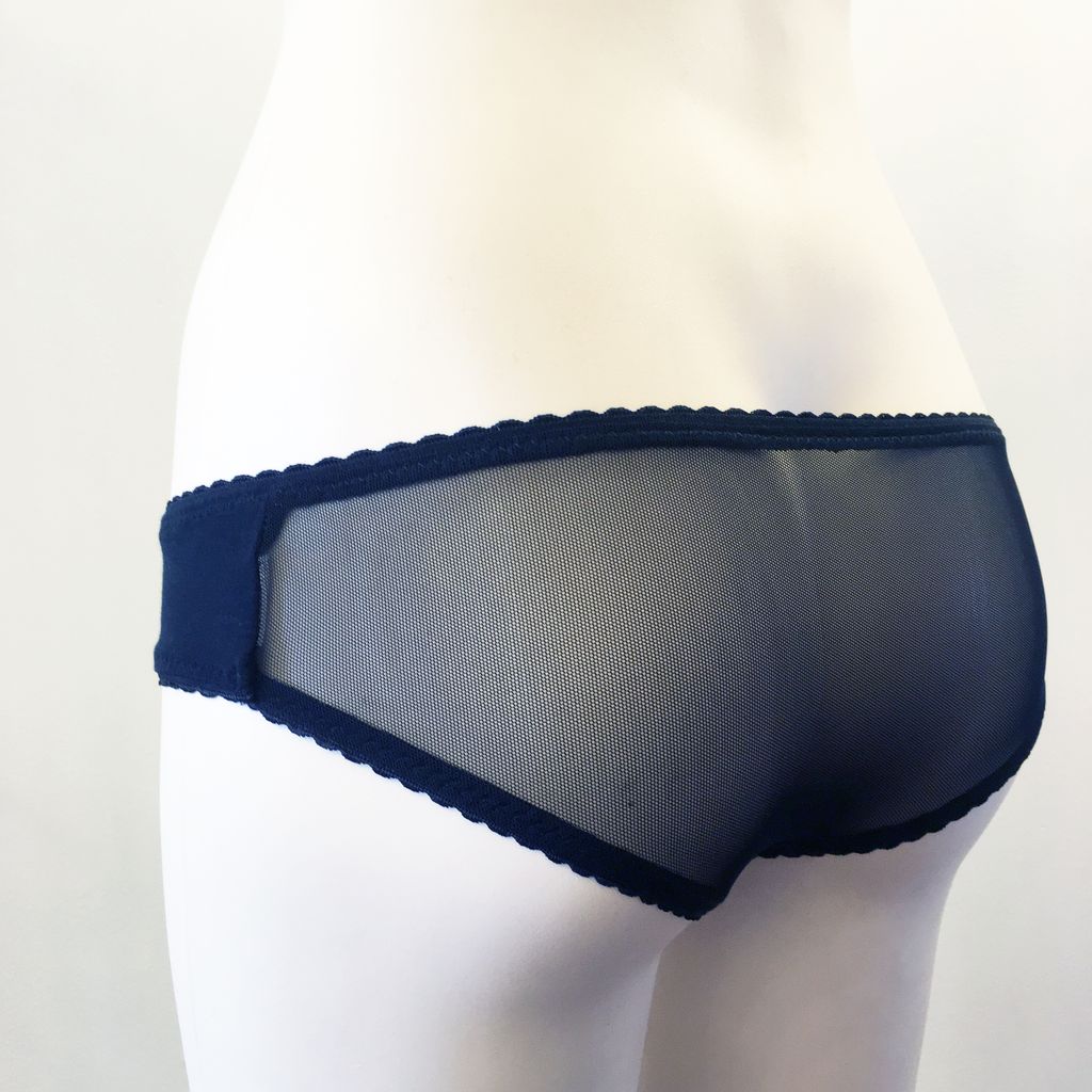 Lola Sheer Back Underwear. Bamboo blend front, Nylon mesh back. Black/Black